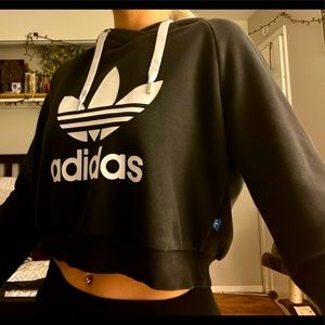 Adidas black cropped hoodie